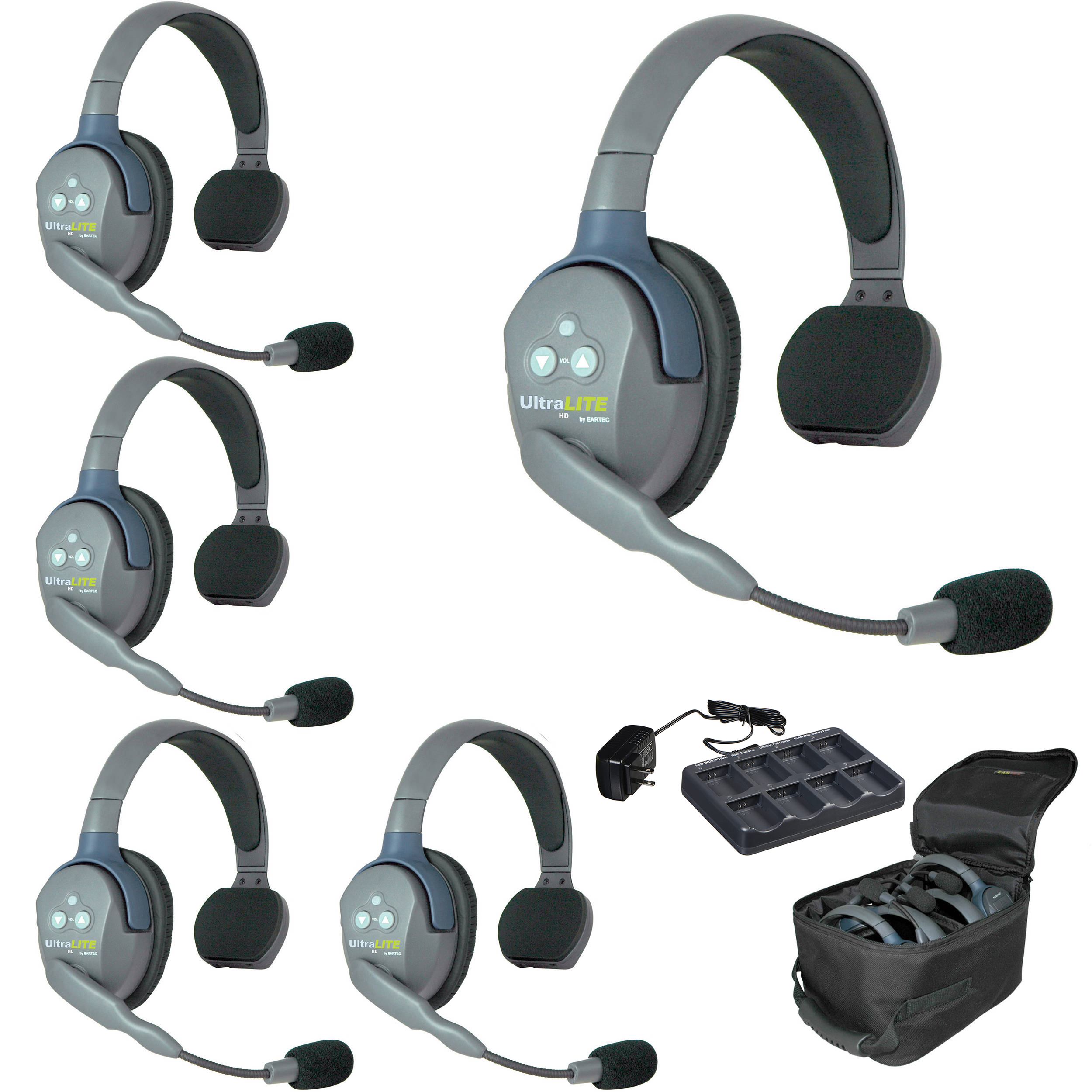 Kit de 5 intercomunicadores de diadema Eartec UltraLITE de un oído