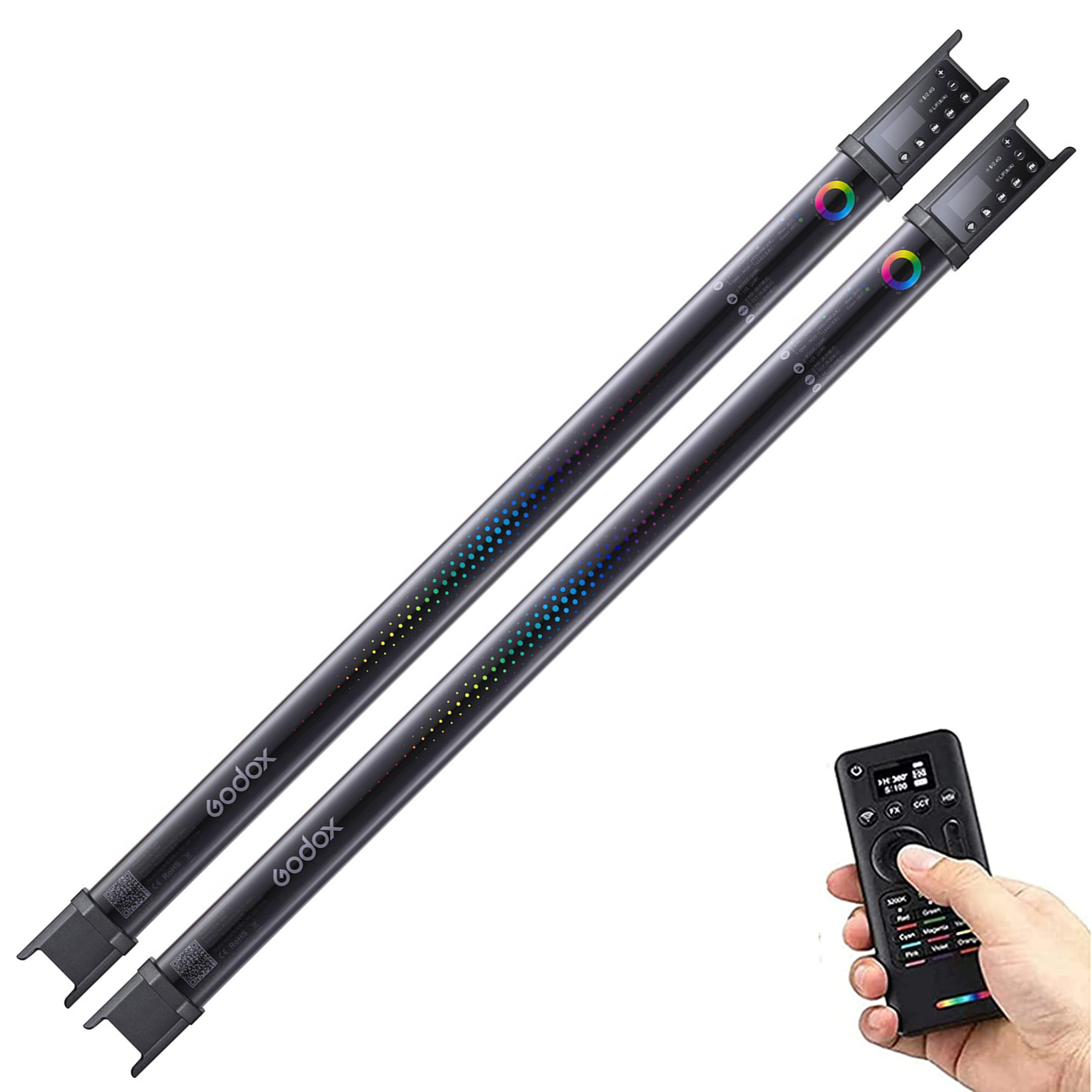 Kit de 2 barras LED RGB Godox TL60, batería de litio, 18 watts