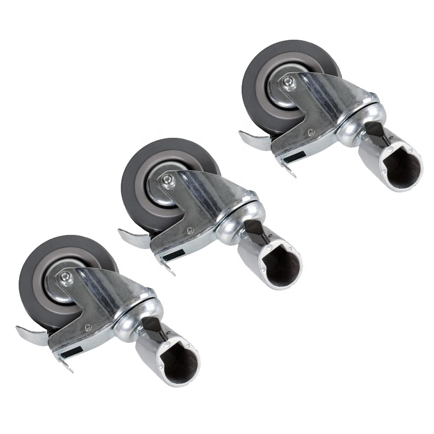 Juego de 3 ruedas de 3", para pedestales con pie de 25mm.