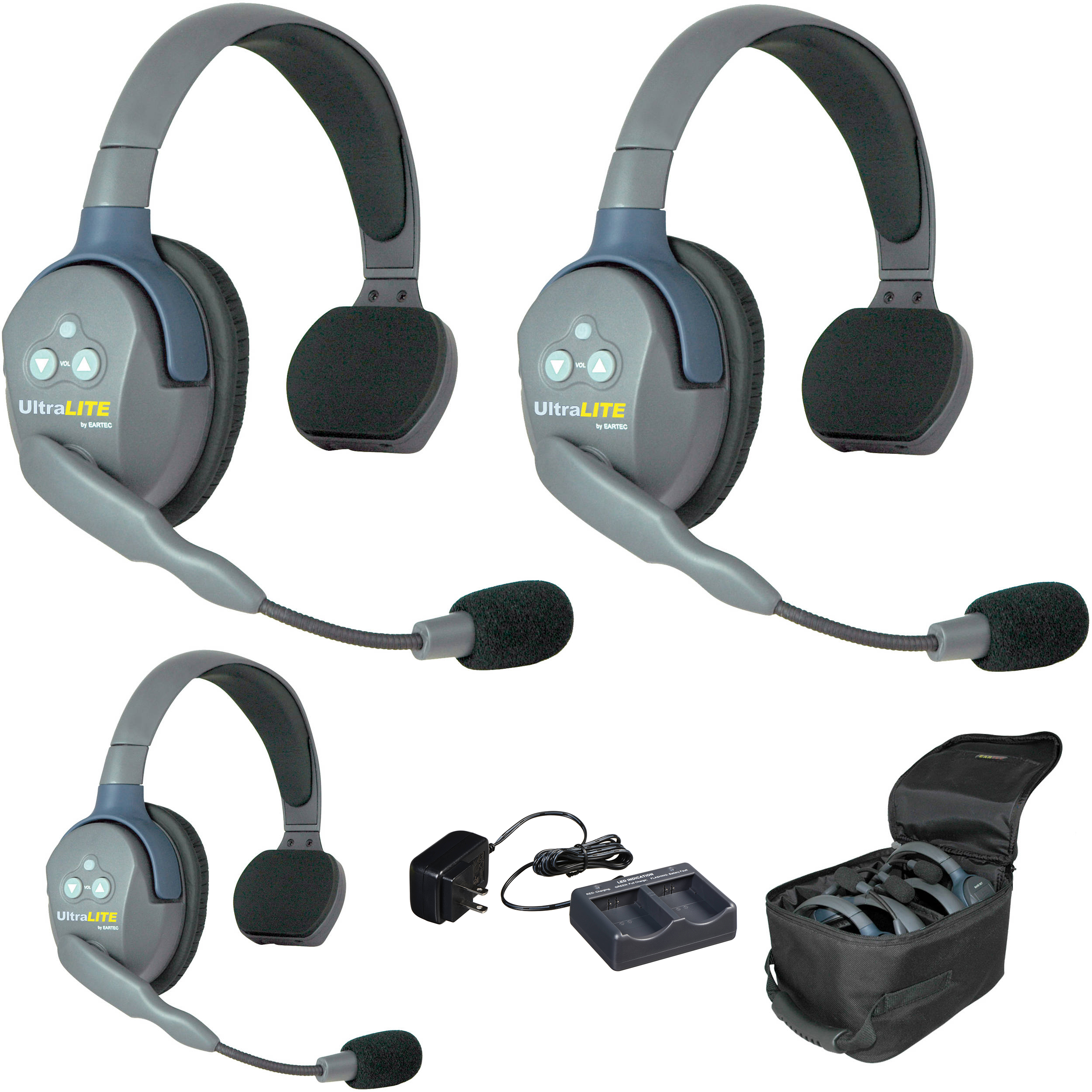 Kit de 3 intercomunicadores de diadema Eartec UltraLITE de un oído