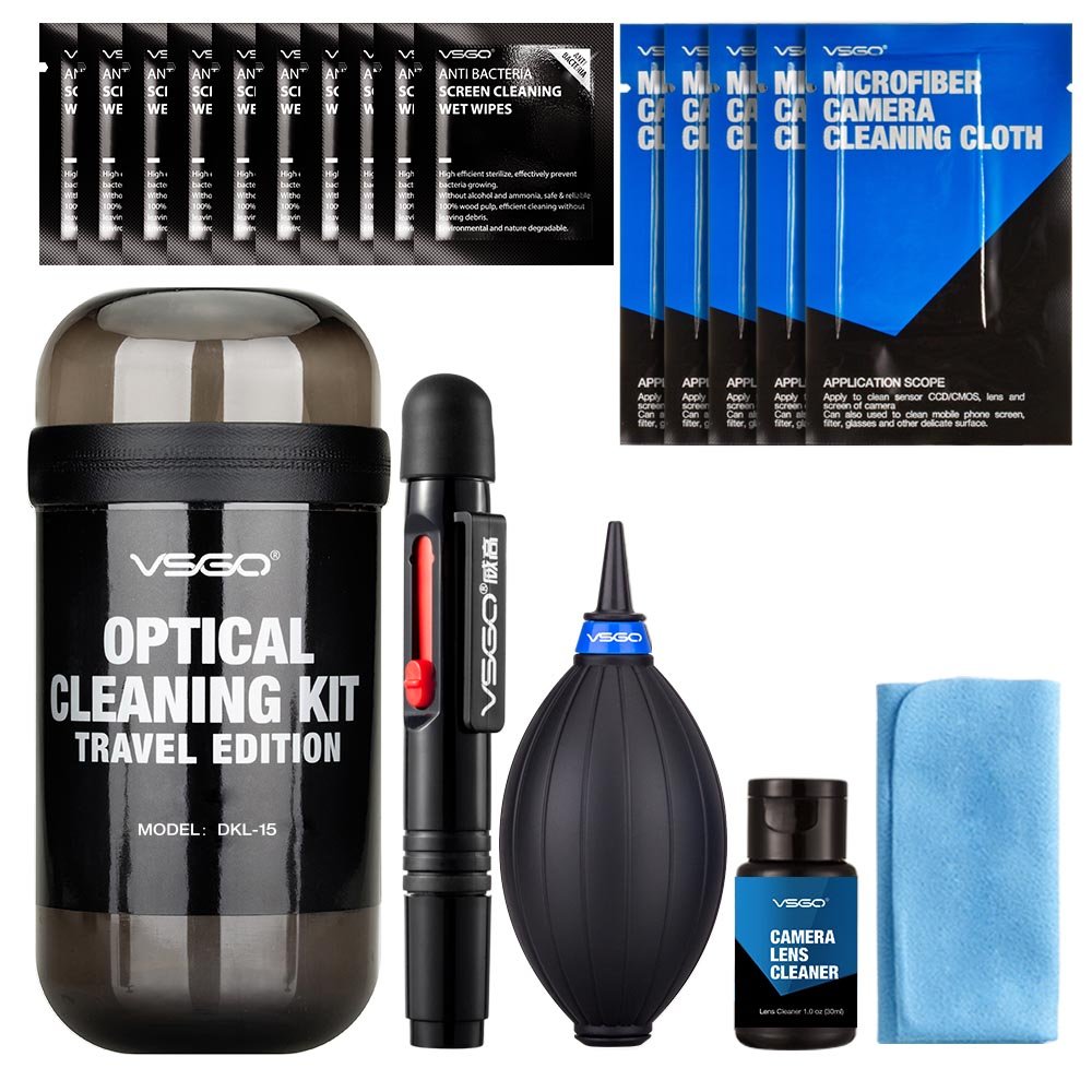 Kit de limpieza de lentes de 19 piezas, para viajes, VSGO DKL-15G