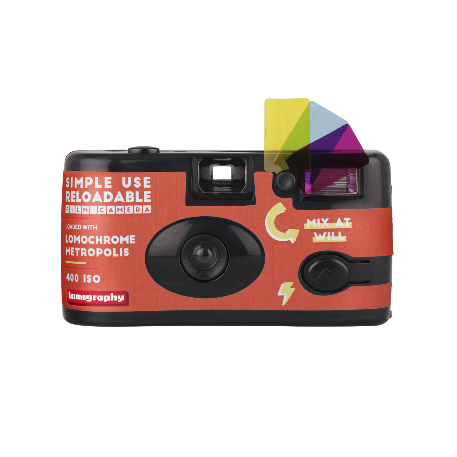 Camara Simple Use con flash + rollo color Lomochrome Metropolis ISO 400, 27 exp.