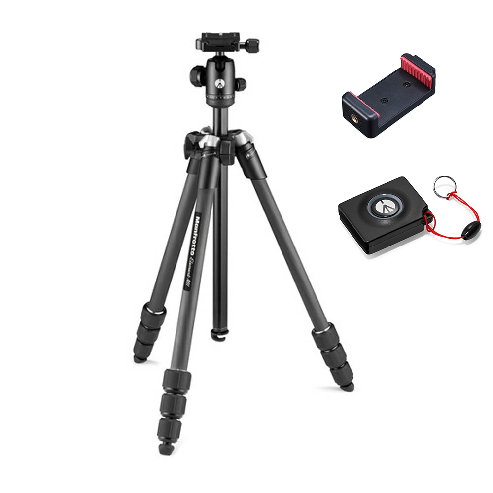 Trípode Manfrotto fibra de carbono Element MII Mobile Bluetooth / cámaras y celulares, bolso, 160cm, 8kg.