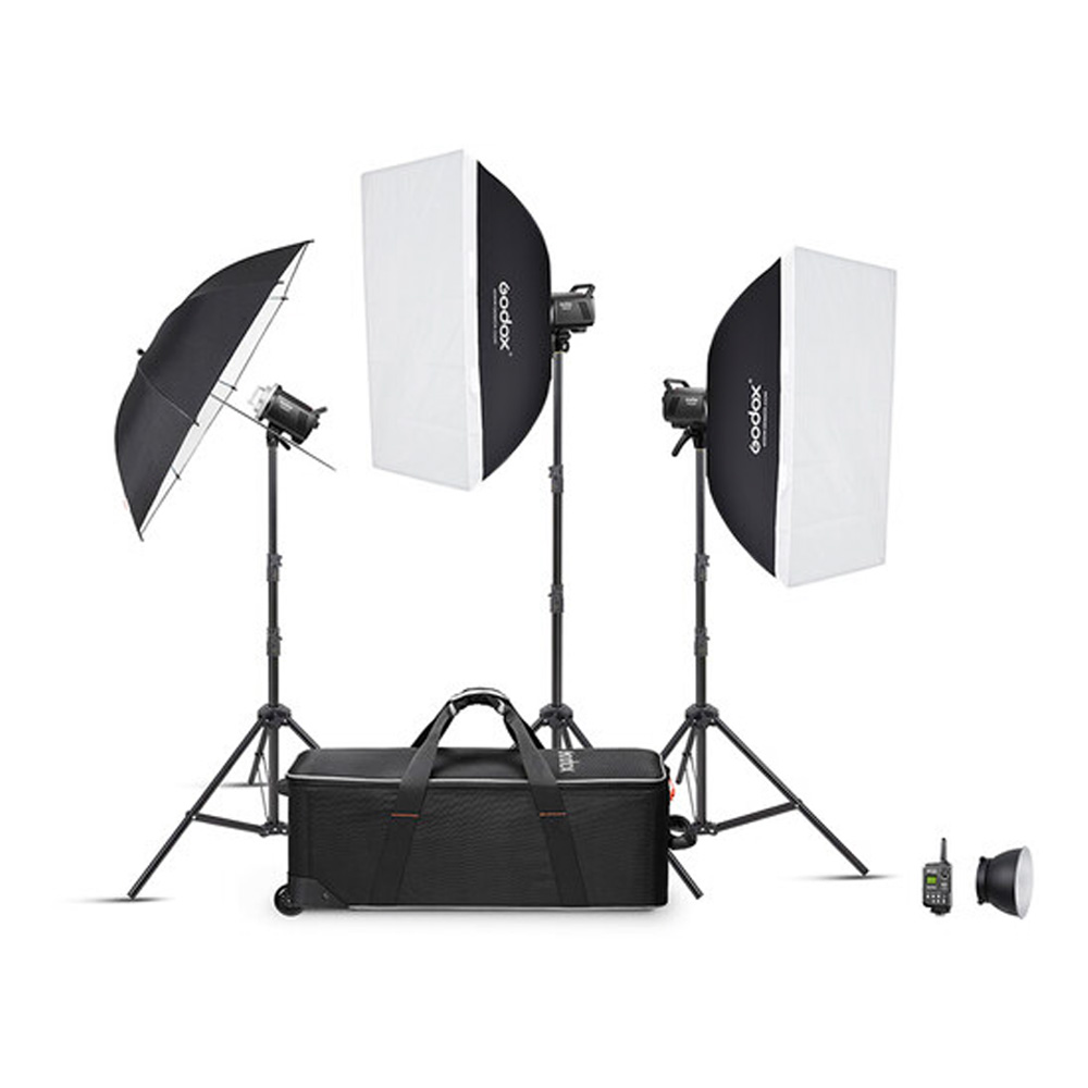 Kit Godox MS300V-D, 3 flashes con luz Led de modelado
