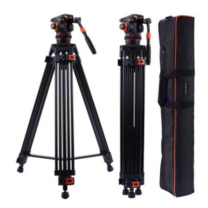 Trípode de Video K&F Concept VA3+BV40 con cabeza fluida, 10kg, 1.91m.