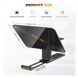 Teleprompter Lensgo TC12, para cámaras, proyección de hasta 12.9"