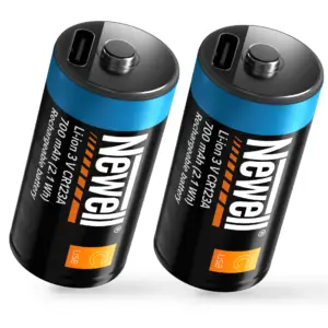 Baterías recargables USB-C Newell CR123A de 700 mAh, 2 unidades