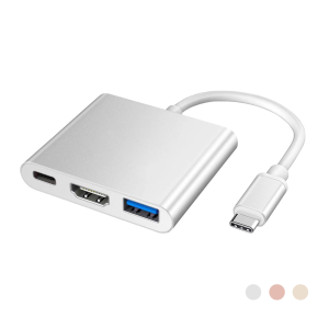 Hub adaptador USB-C 3 en 1 - HDMI 4K, USB-A 3.0, USB-C PD