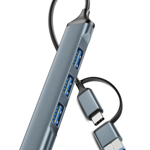 Hub adaptador USB-C (USB-A) 4 en 1: 1 x USB-A (3.0), 3x USB-A (2.0)