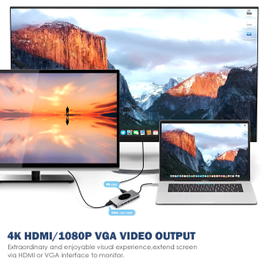 Hub USB-C 15 en 1 – HDMI Dual 4K, VGA, Ethernet, Lector SD, USB 3.0 y Power Delivery, carga inalámbrica